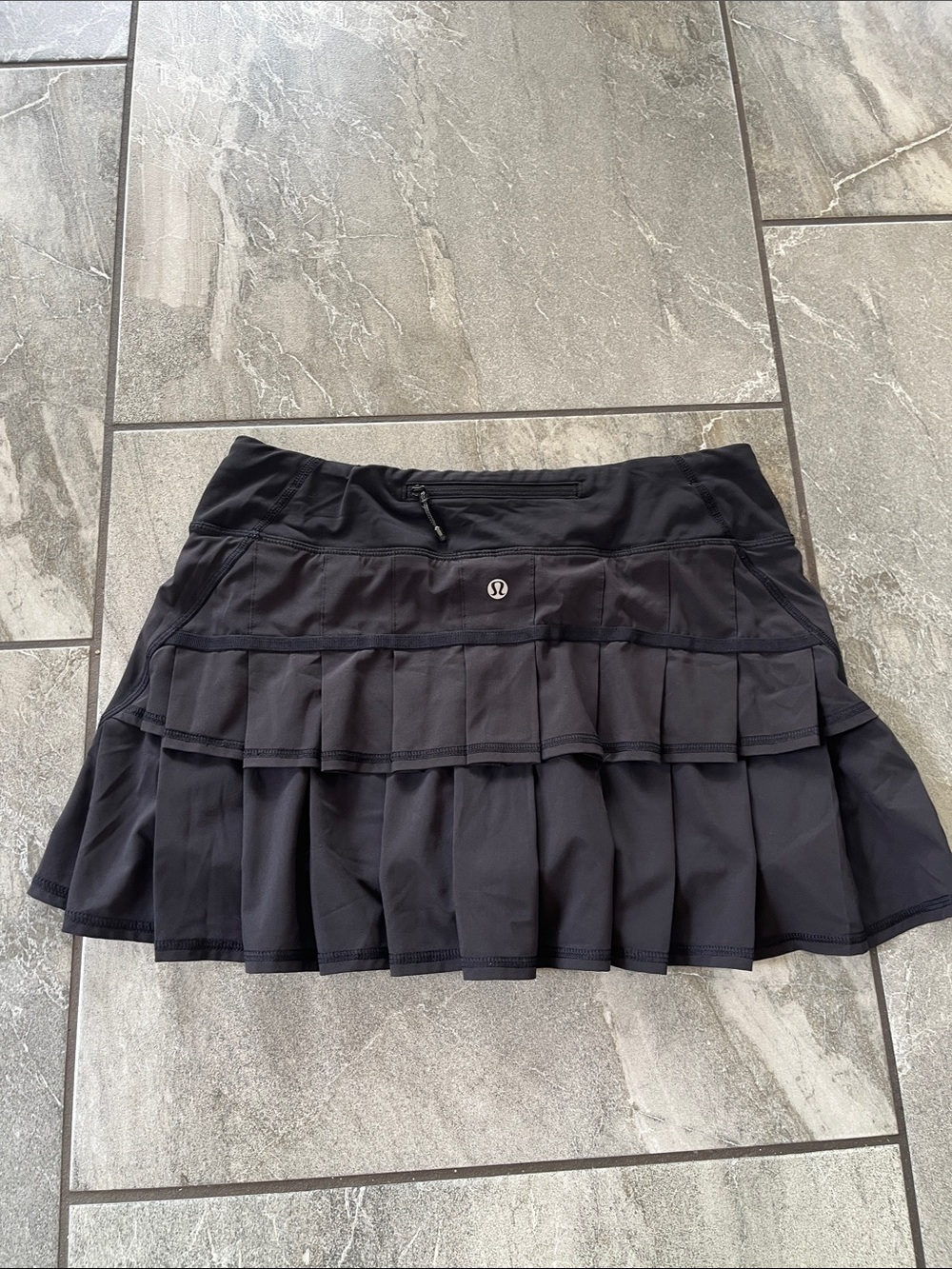 🍋 Lululemon Run Pace Setter Skirt Black Size 6 Pleated Back Tennis Pickleball